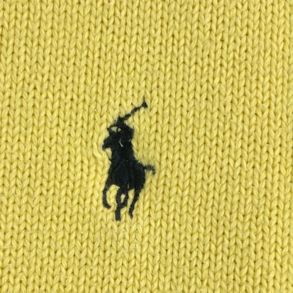 Polo Ralph Lauren Sweater Mens‎ XL Yellow Mock Neck Henley Cotton Knit Pony